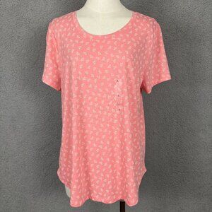 Style & Co Women's Pink Floral Print Tee Shirt  Multicolor Large 100% Cotton NWT